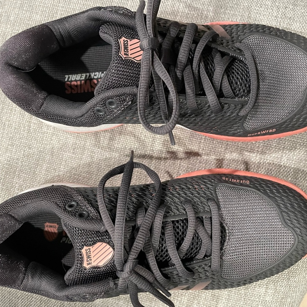 Pickleball -Adidas Women's Dark Gray and Pink Athletic Shoes - Picture 6 of 7
